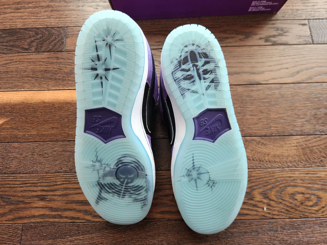 Purple SB sneakers — outsoles