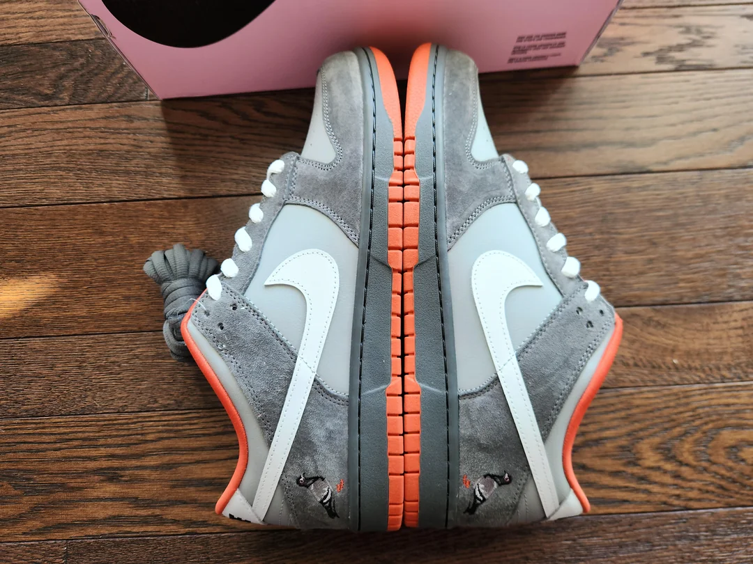 Grey Pigeon-style SB sneakers — side view from a Fishgoo US shoe haul