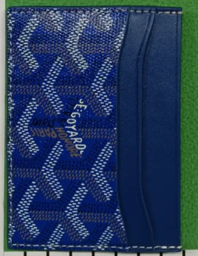 Blue cardholder — warehouse front view